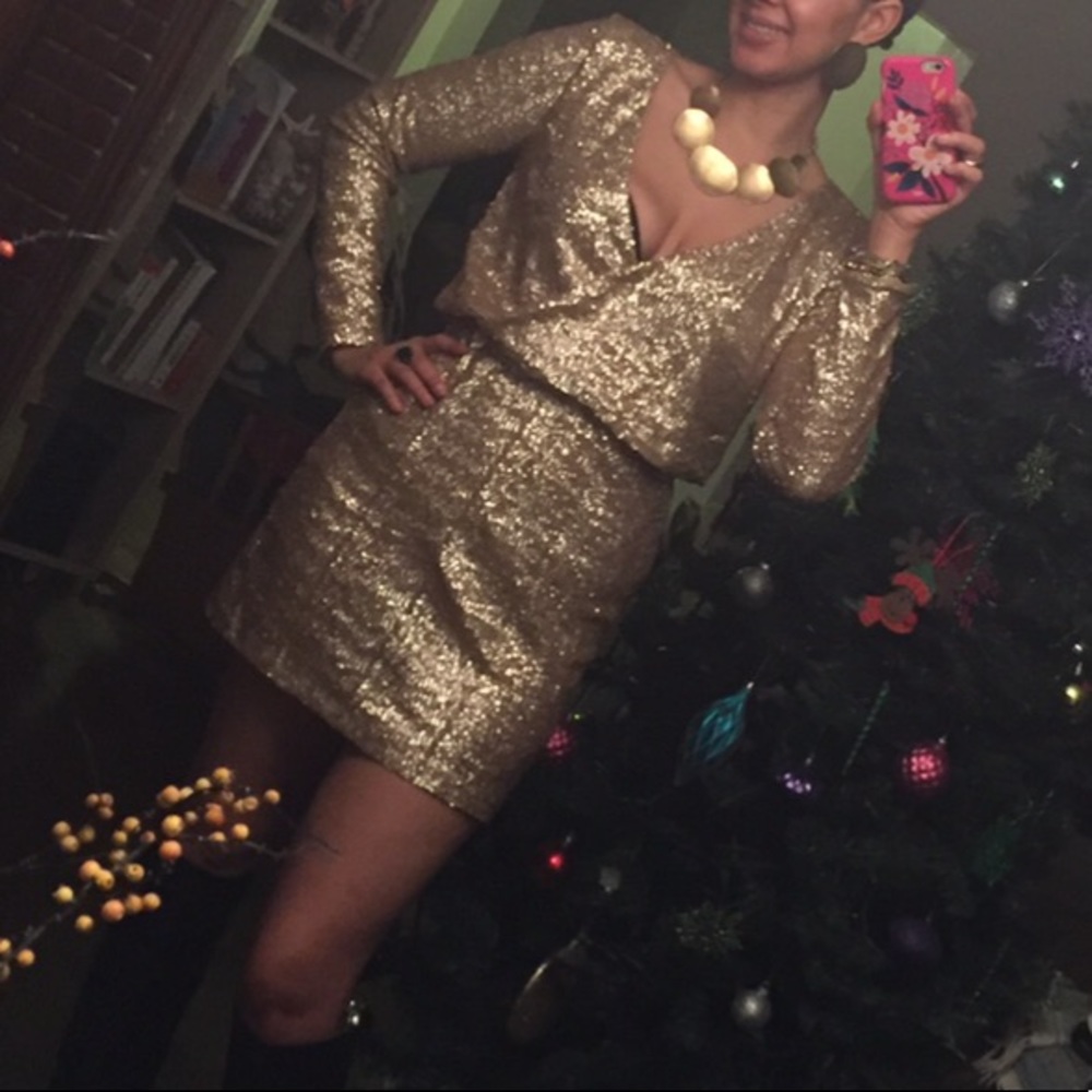 Gold sequin cocktail dress